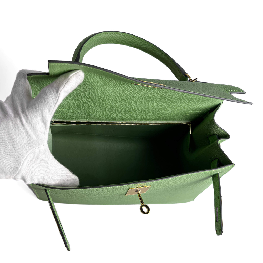 Hermès Kelly 28 Epsom Leather Sellier Top-Handle Handbag Vert Criquet