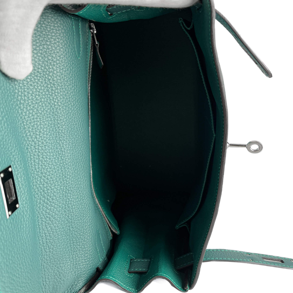 Hermès Kelly 32 Taurillon Clemence Leather Top-Handle Handbag Malachite