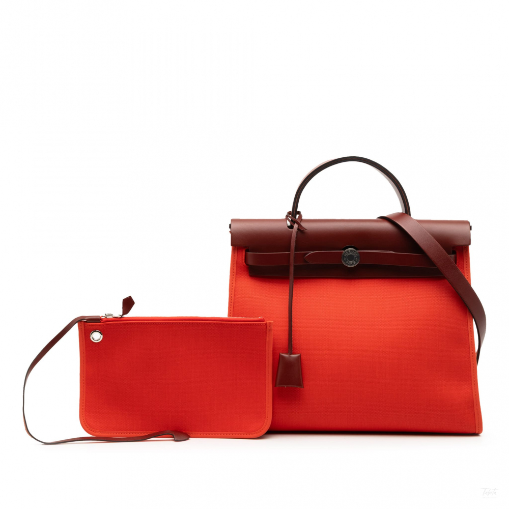 Hermès Herbag PM Canvas 1 pouch Top-Handle Handbag Orange