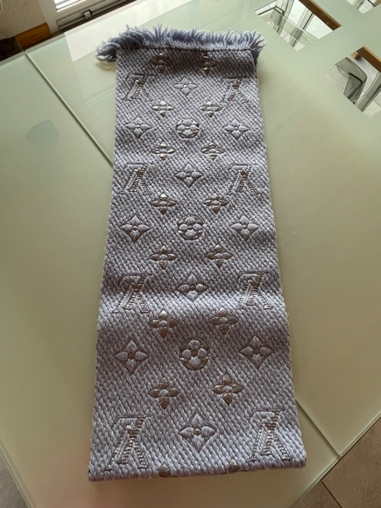 Louis Vuitton LV Logomania blue scarf