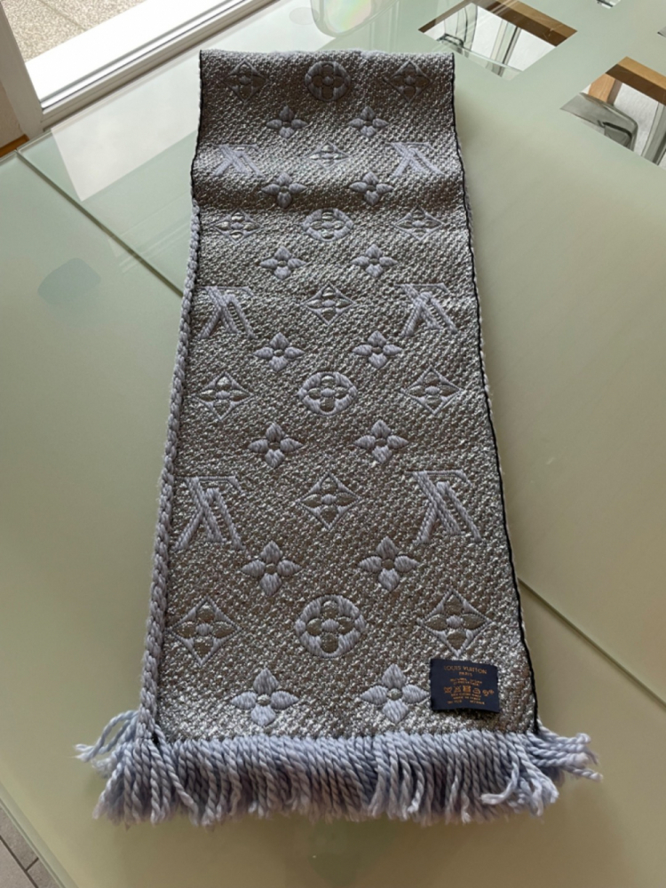 Louis Vuitton LV Logomania blue scarf