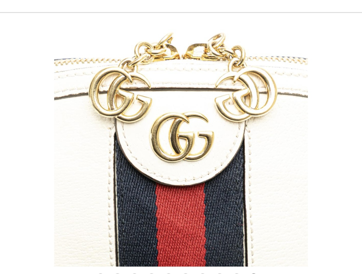 Gucci B Gucci White Calf Leather Small Ophidia Dome Crossbody Italy