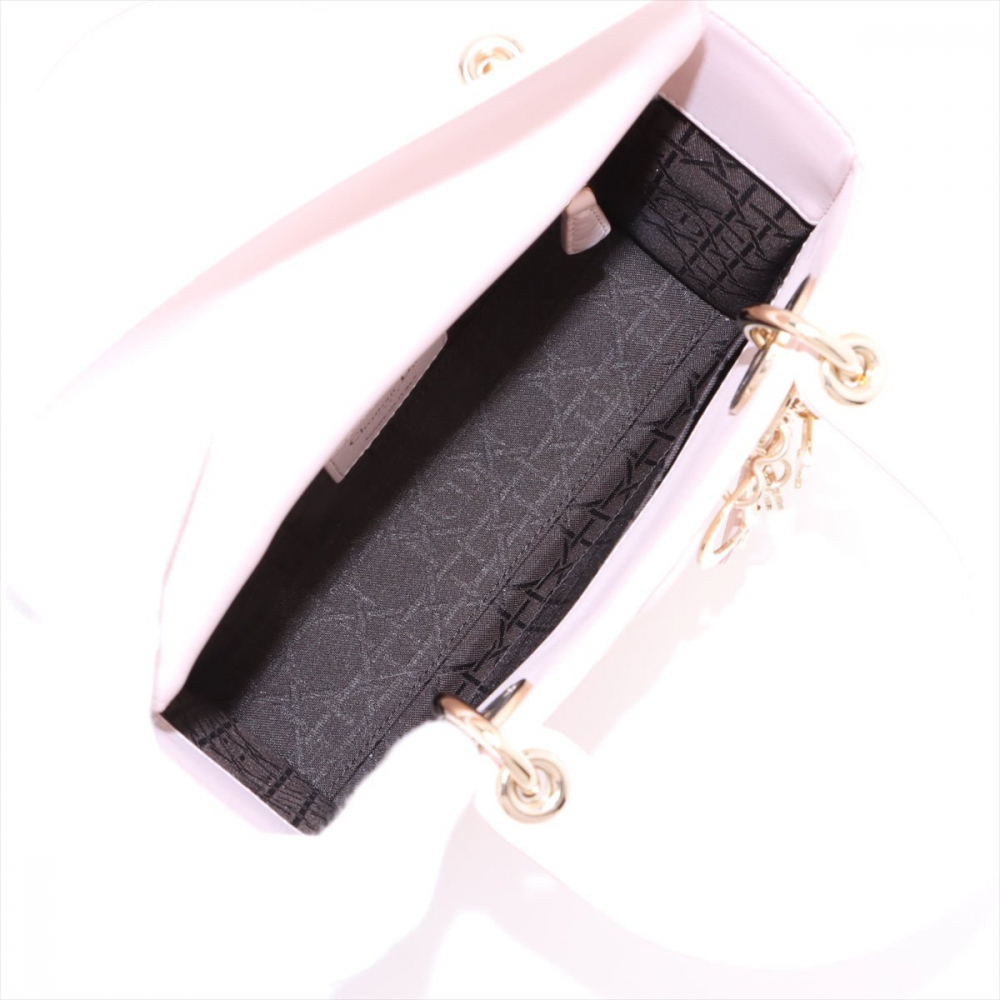 Christian Dior Lady Dior Small Lambskin Leather My ABCDior Cannage Tote Handbag Sand