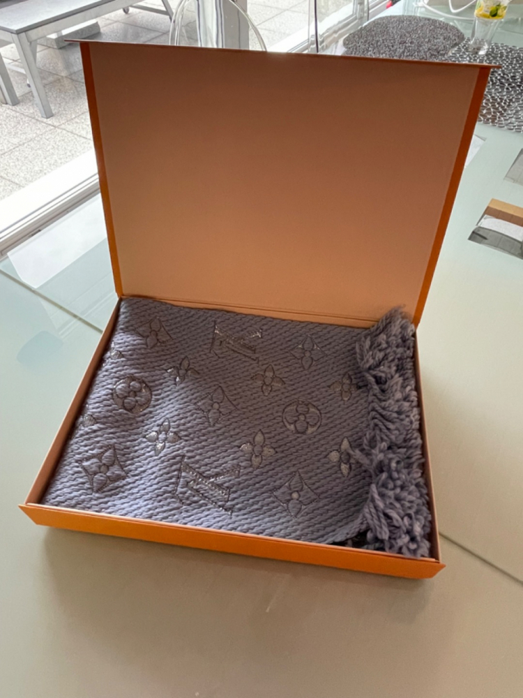 Louis Vuitton LV Logomania blue scarf