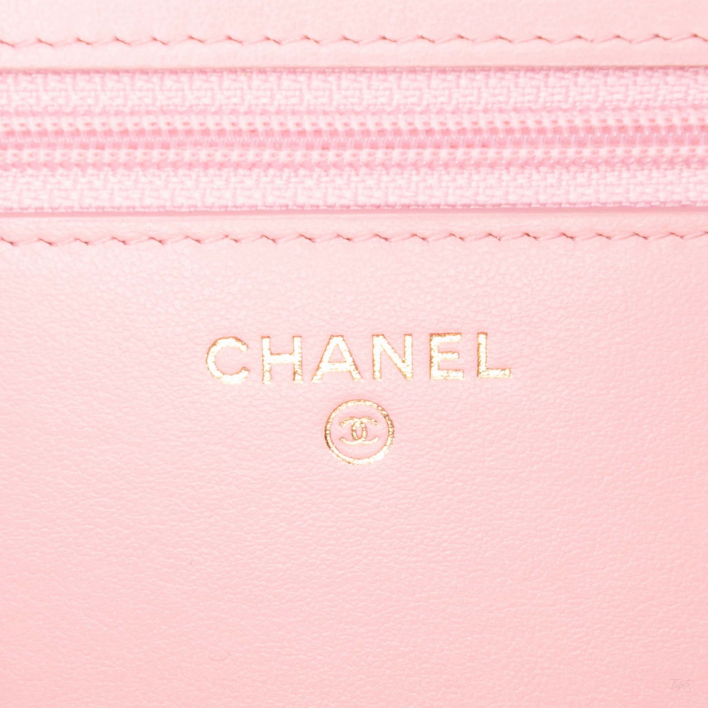 Chanel Boy Caviar Leather Quilted Wallet on Chain Crossbody Pink