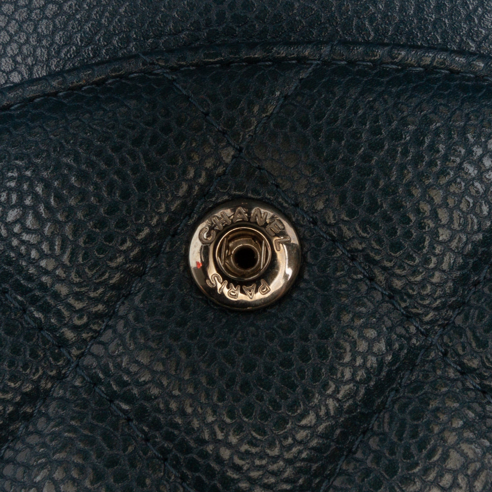 Chanel Classic Double Flap Jumbo Matelassè Caviar Leather Flap Handbag Blue