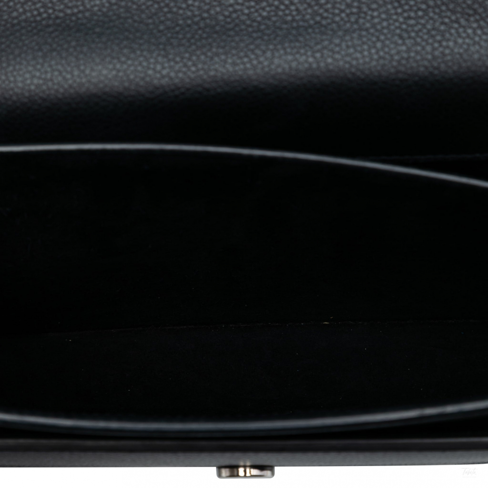 Saint Laurent Sunset Grained Calfskin Leather Flap Crossbody Black