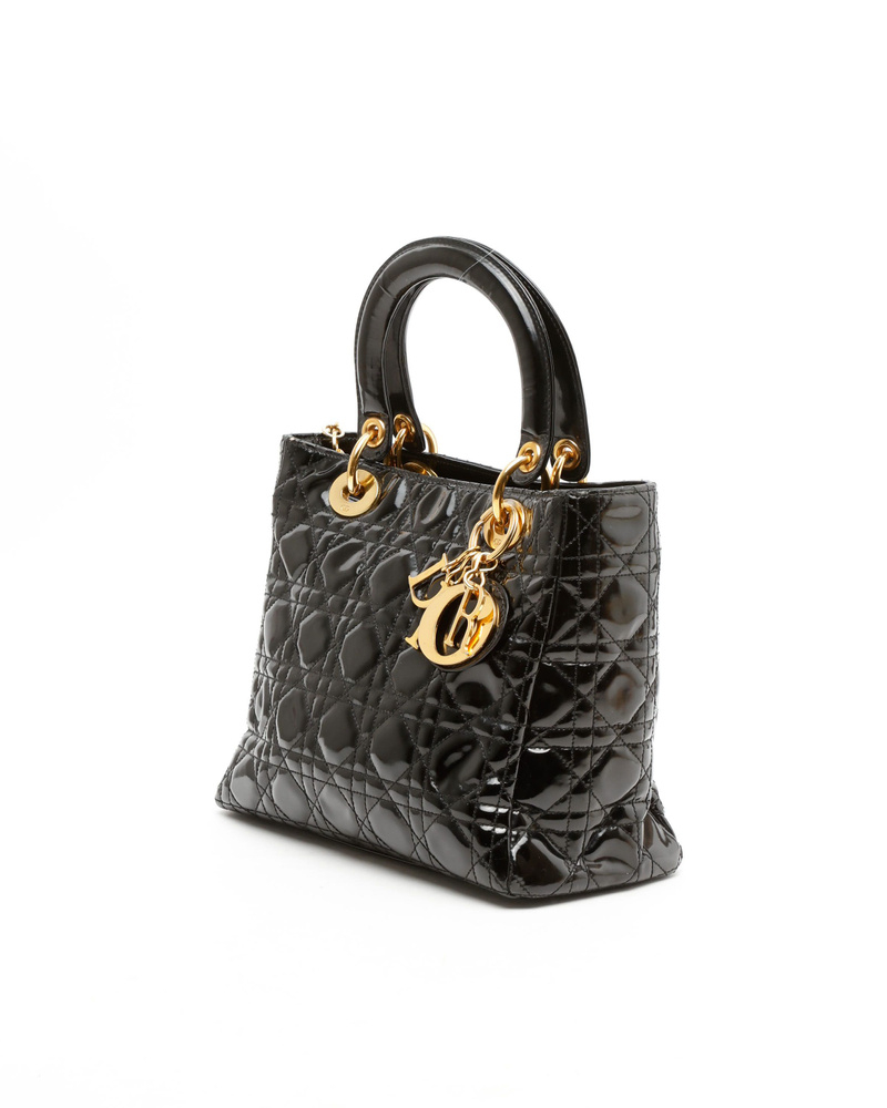 Christian Dior Patent Medium Soft Lady Dior Bag