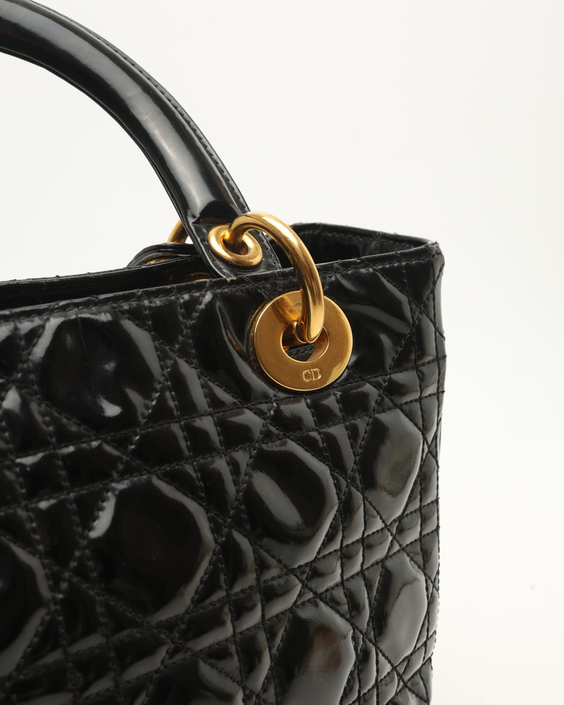 Christian Dior Patent Medium Soft Lady Dior Bag