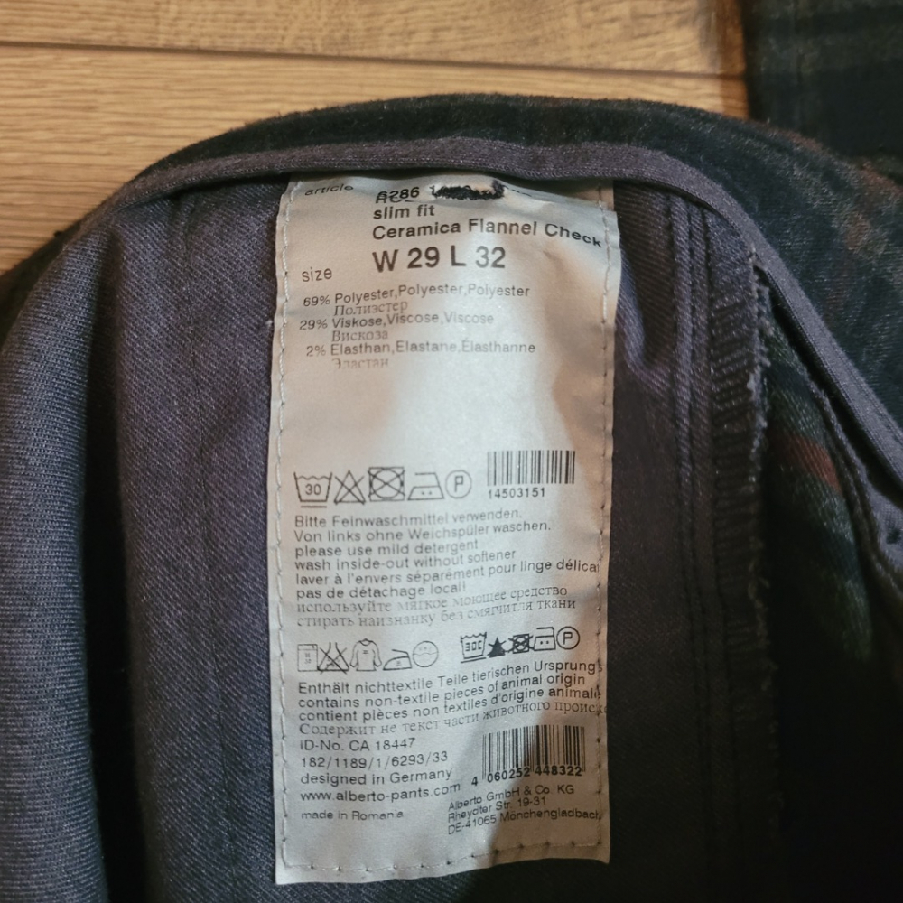 Alberto Pantalon slim fit - Ceramica flannel check