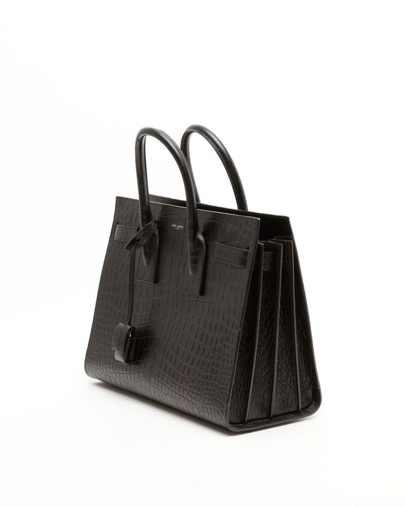 Saint Laurent Small Crocodile Embossed Sac De Jour Bag