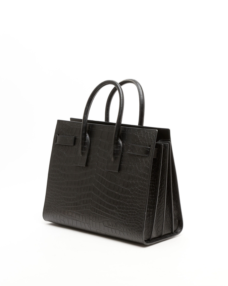 Saint Laurent Small Crocodile Embossed Sac De Jour Bag