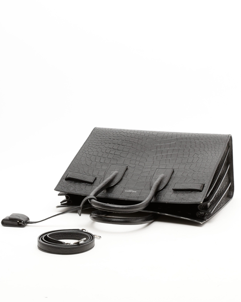 Saint Laurent Small Crocodile Embossed Sac De Jour Bag