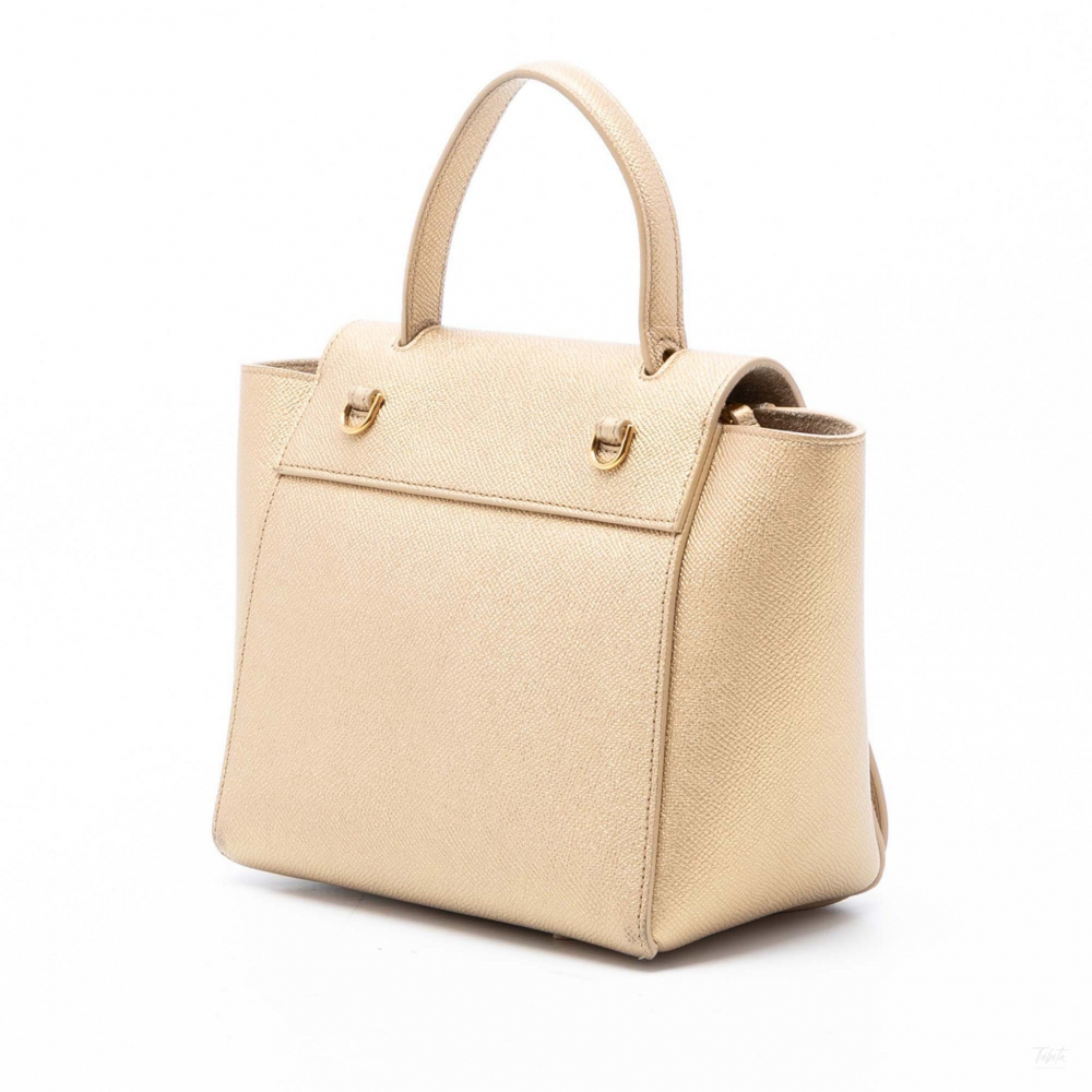 Celine Belt Bag Nano Grained Calfskin Leather Tote Handbag Gold