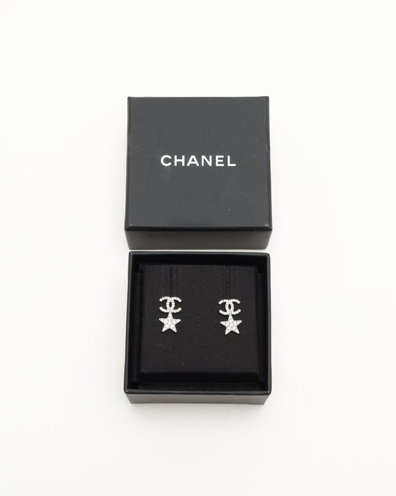 Chanel Coco Mark Star Rhinestone Earrings