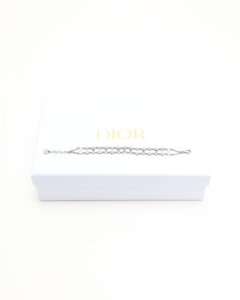 Christian Dior Petit CD Pearl and Rhinestone Bracelet