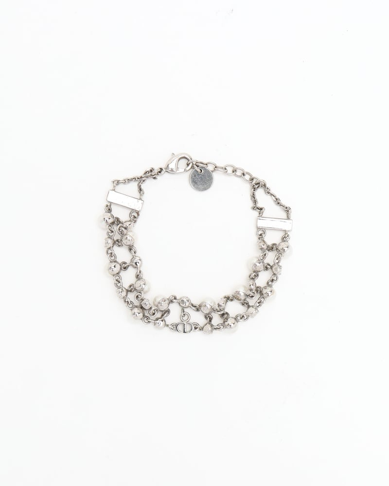 Christian Dior Petit CD Pearl and Rhinestone Bracelet