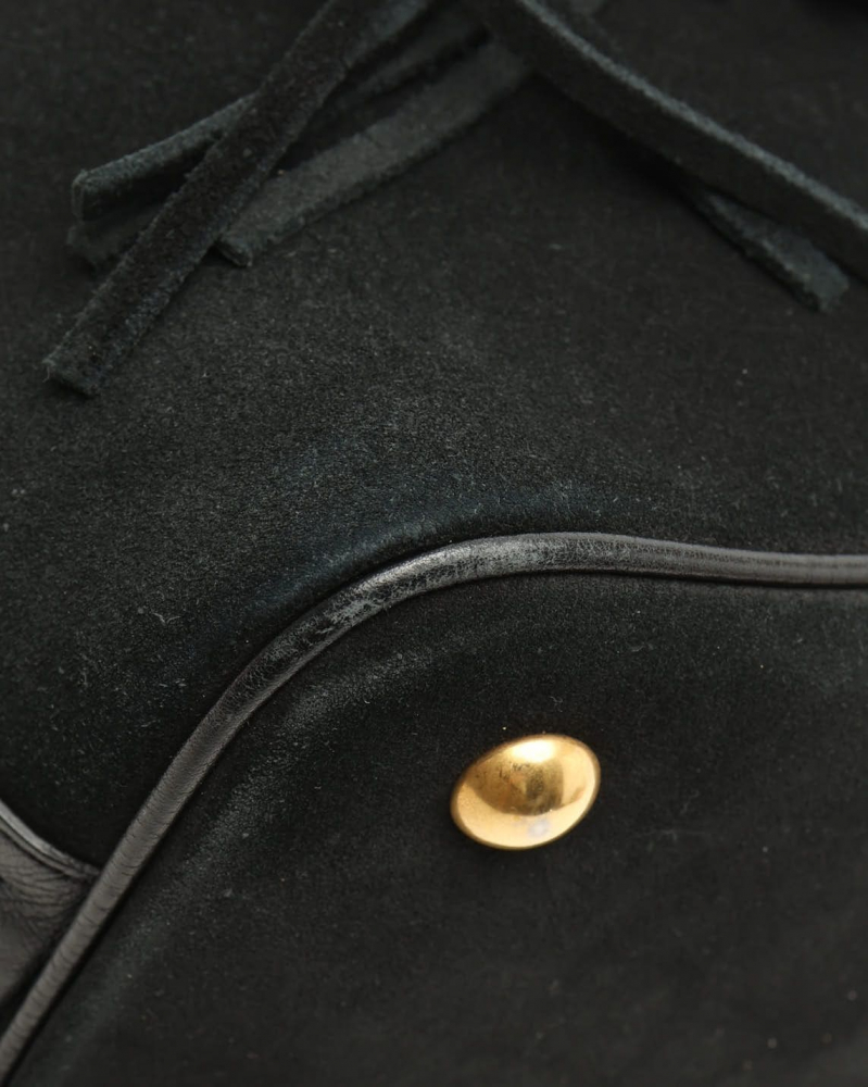 Saint Laurent Suede Emmanuelle Fringe Bucket Bag