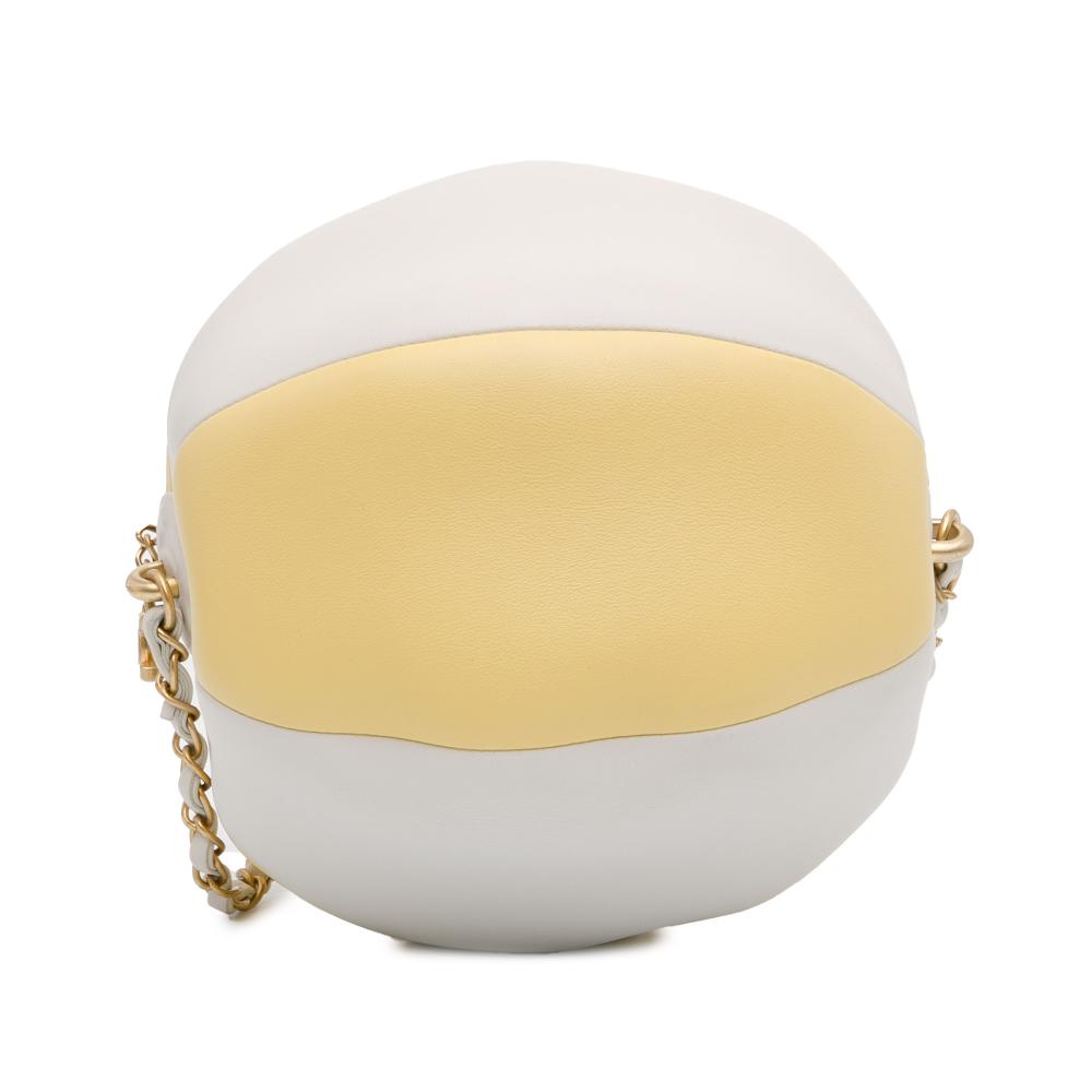 Chanel AB Chanel Yellow with White Calf Leather skin Coco Beach Ball Bag France