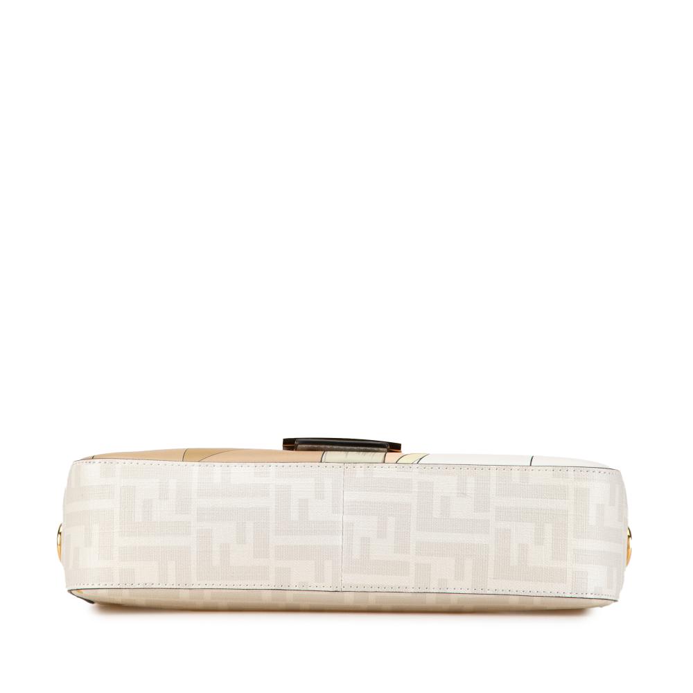 Fendi B Fendi White Coated Canvas Fabric Zucca Graphic Print Bikini Girls Baguette Satchel Italy