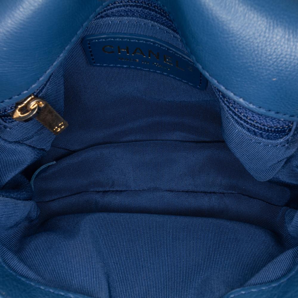 Chanel B Chanel Blue Calf Leather Quilted Grained skin Casual Trip Messenger France