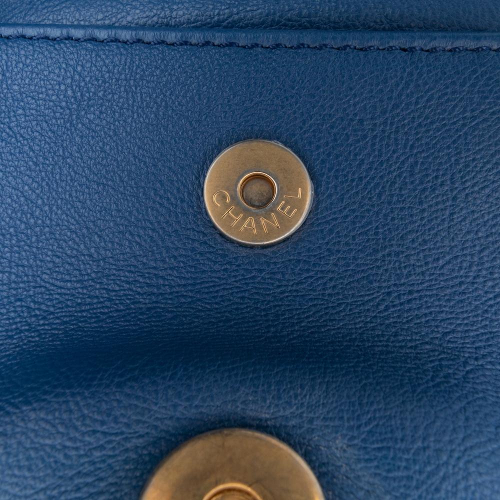 Chanel B Chanel Blue Calf Leather Quilted Grained skin Casual Trip Messenger France