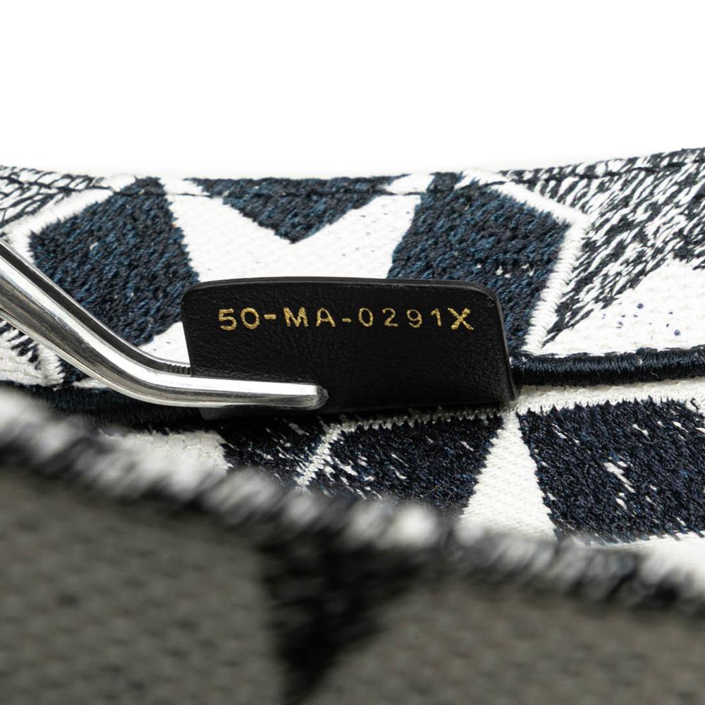 Christian Dior AB Dior Blue Navy Canvas Fabric Large Embroidered Lucky Star Book Tote Italy