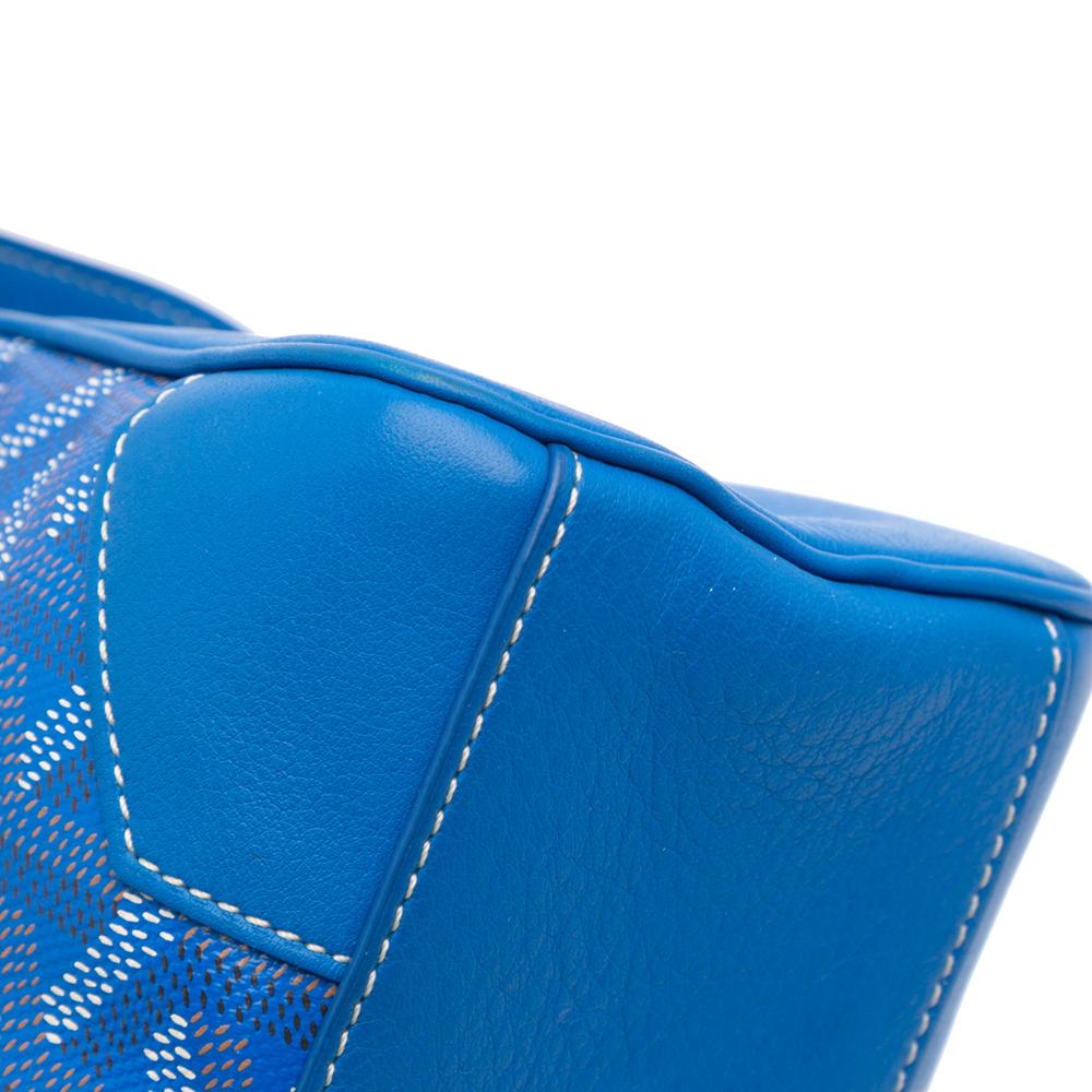 Goyard B Goyard Blue Coated Canvas Fabric Mini Goyardine Saigon Souple France