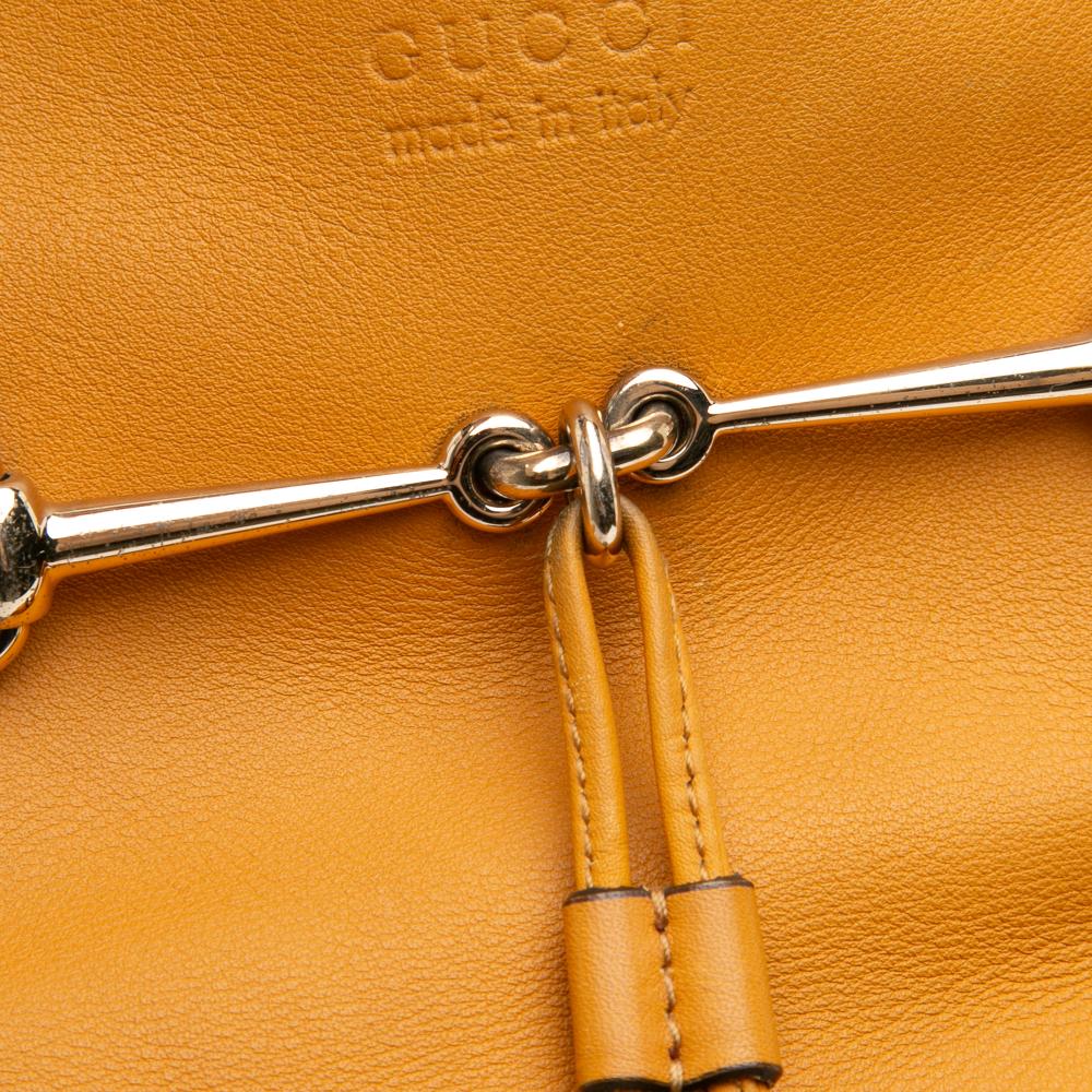 Gucci B Gucci Yellow Mustard Calf Leather Small Horsebit Park Avenue Tote Italy