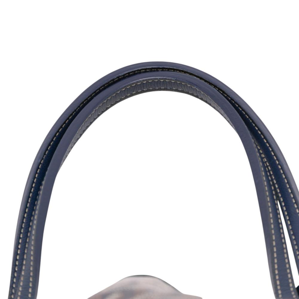 Goyard B Goyard Blue Navy Coated Canvas Fabric Goyardine Saint Louis PM France