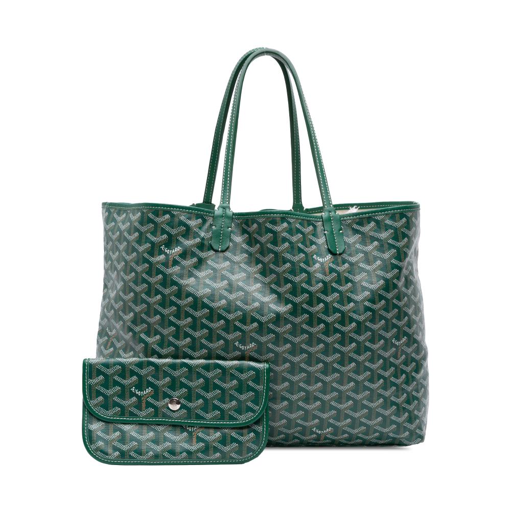 Goyard B Goyard Green Coated Canvas Fabric Goyardine Saint Louis PM France