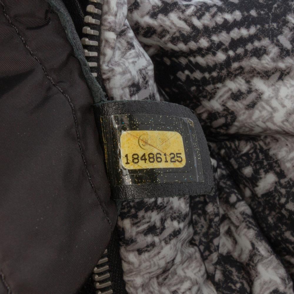 Chanel B Chanel Gray with Black Nylon Fabric CC Tweed Print Single Flap Italy