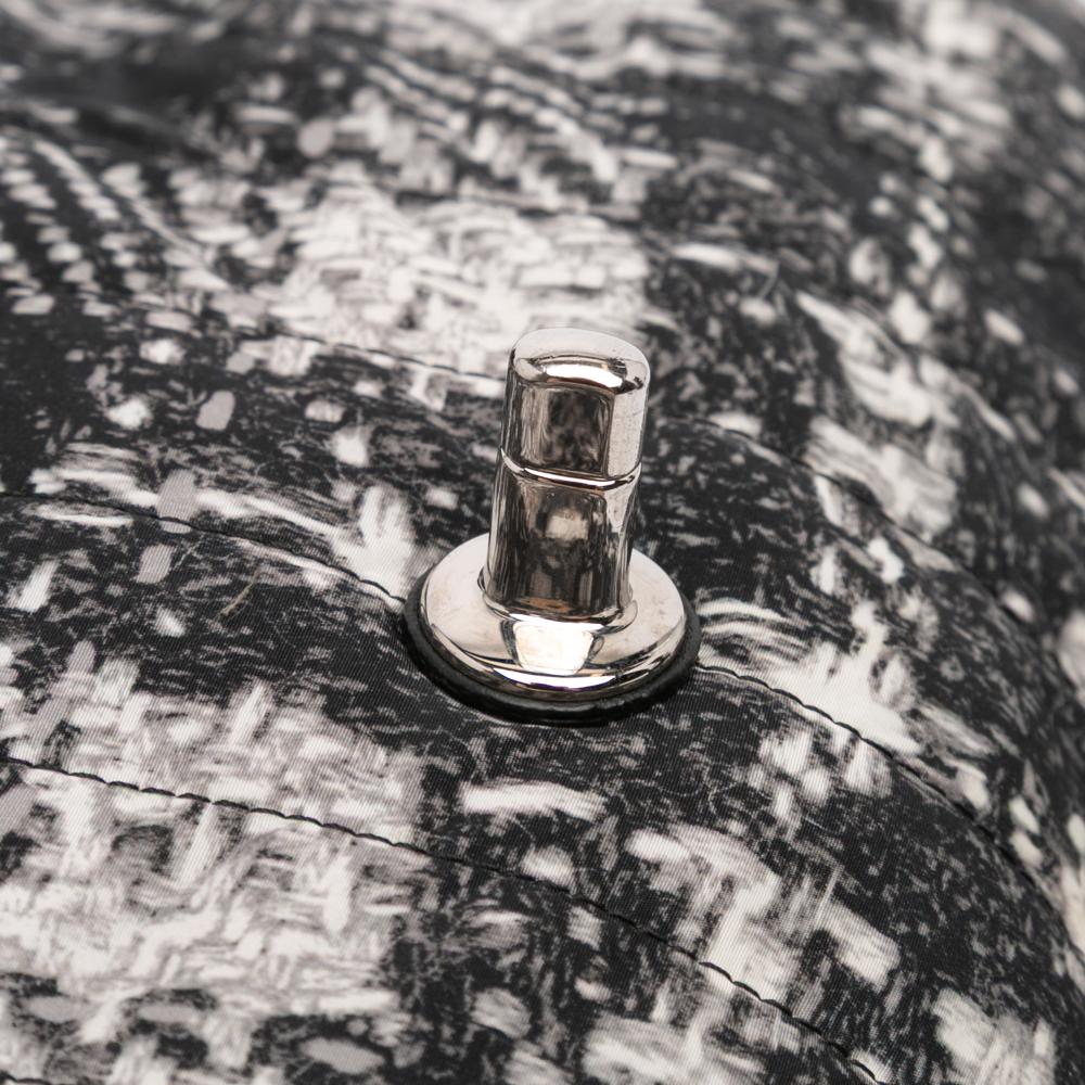 Chanel B Chanel Gray with Black Nylon Fabric CC Tweed Print Single Flap Italy