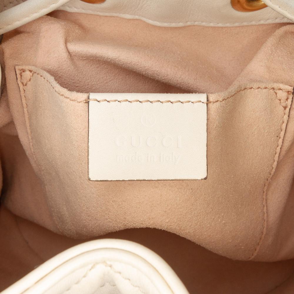 Gucci B Gucci White Calf Leather GG Marmont Matelasse Bucket Bag Italy