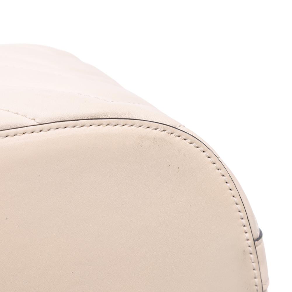 Gucci B Gucci White Calf Leather GG Marmont Matelasse Bucket Bag Italy