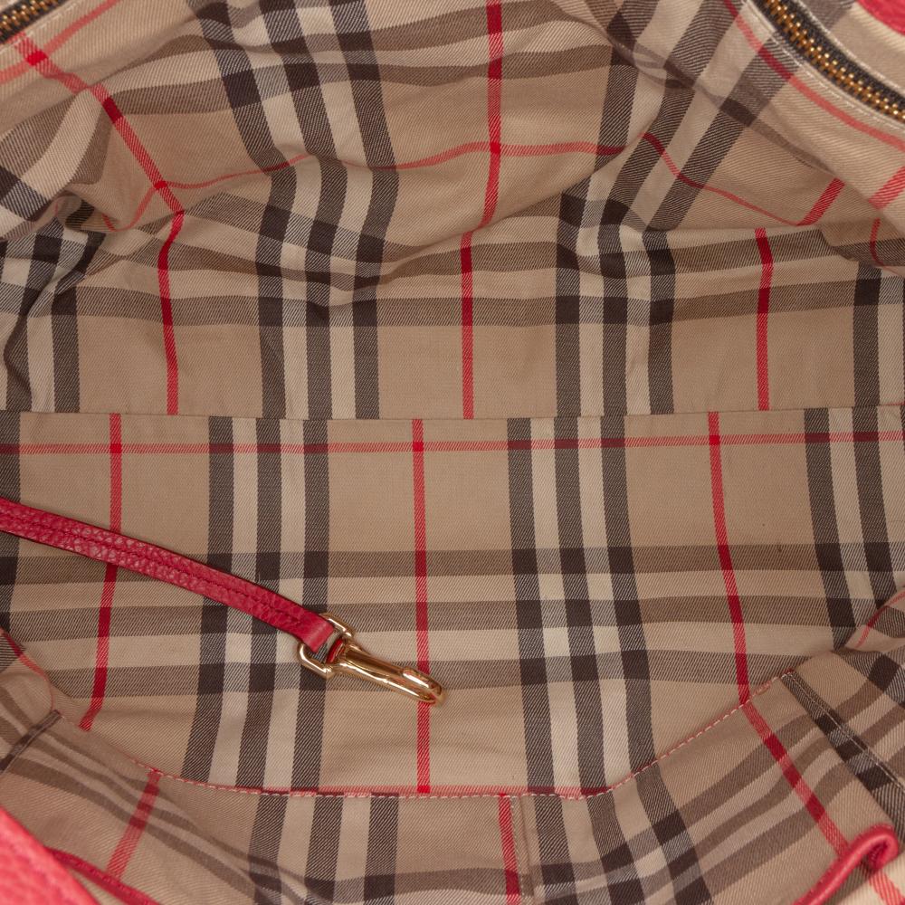 Burberry B Burberry Red Calf Leather Grained Baynard Tote Romania