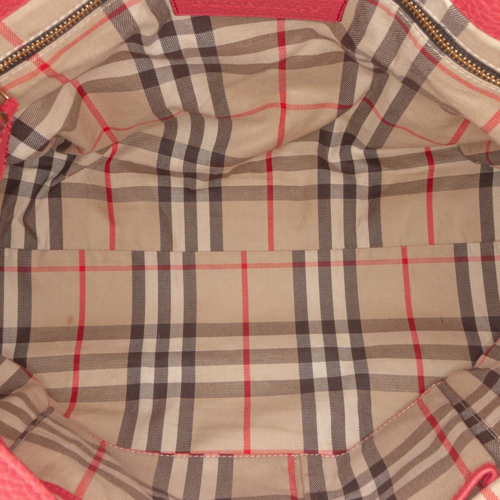 Burberry B Burberry Red Calf Leather Grained Baynard Tote Romania