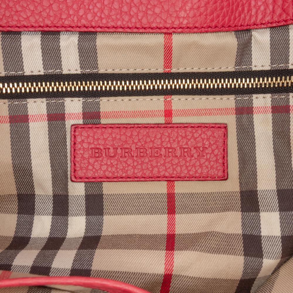 Burberry B Burberry Red Calf Leather Grained Baynard Tote Romania