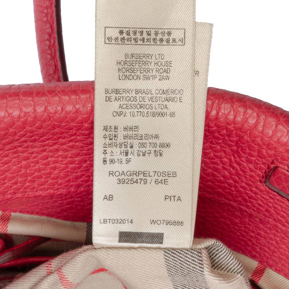 Burberry B Burberry Red Calf Leather Grained Baynard Tote Romania