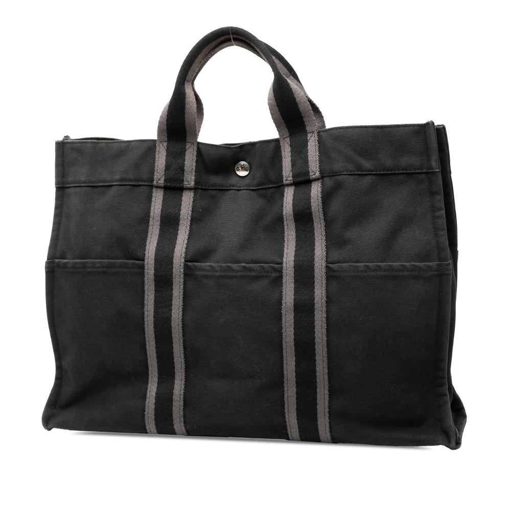 Hermès B Hermès Gray Charcoal Canvas Fabric Fourre Tout MM France