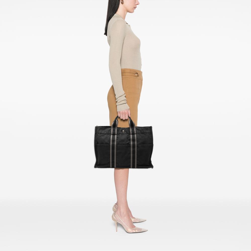 Hermès B Hermès Gray Charcoal Canvas Fabric Fourre Tout MM France