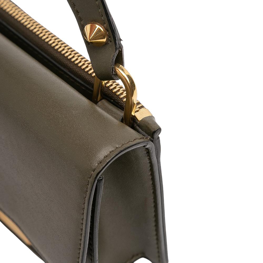 Alexander McQueen AB Alexander McQueen Green Olive Green Calf Leather Mini Skull Lock Top Handle Bag Italy