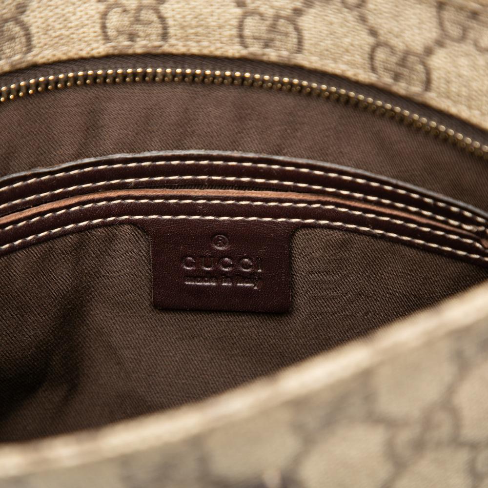 Gucci AB Gucci Brown Beige Coated Canvas Fabric GG Supreme Crossbody Italy