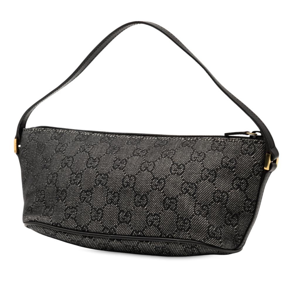 Gucci B Gucci Gray Dark Gray Denim Fabric GG Boat Italy