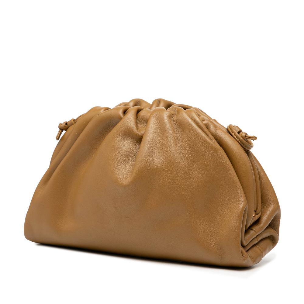 Bottega Veneta AB Bottega Veneta Brown Lambskin Leather Leather Lambskin The Mini Pouch Crossbody Italy