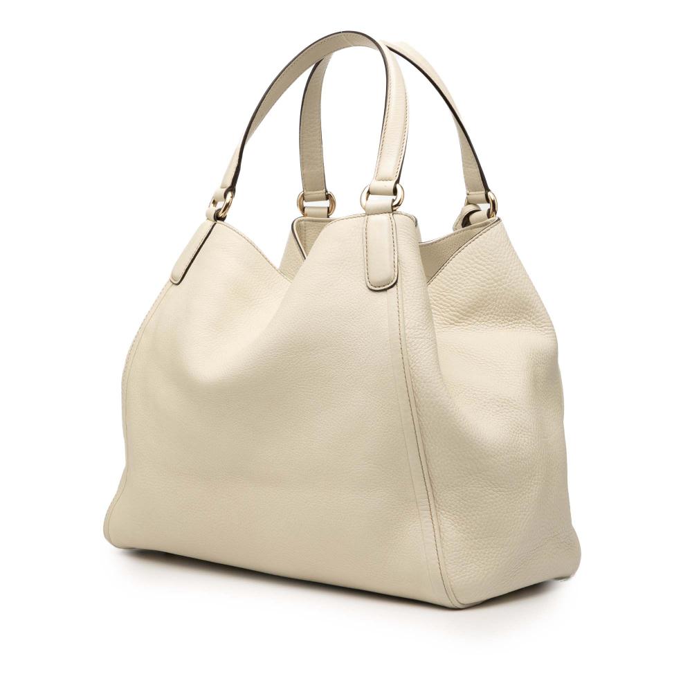 Gucci B Gucci White Ivory Calf Leather Medium Soho Cellarius Tote Italy