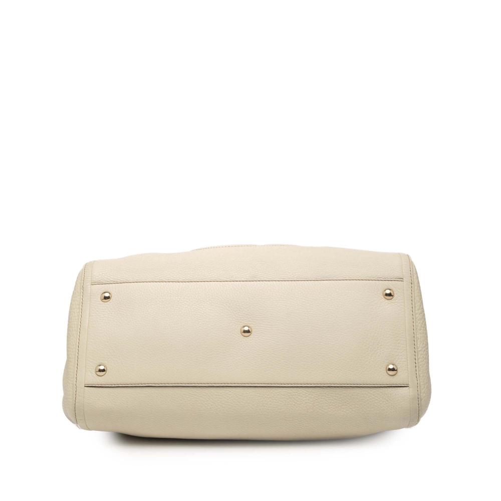 Gucci B Gucci White Ivory Calf Leather Medium Soho Cellarius Tote Italy