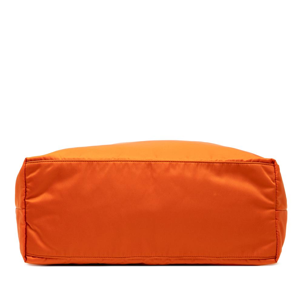 Prada B Prada Orange Nylon Fabric Saffiano Trimmed Tessuto Open Convertible Tote Italy