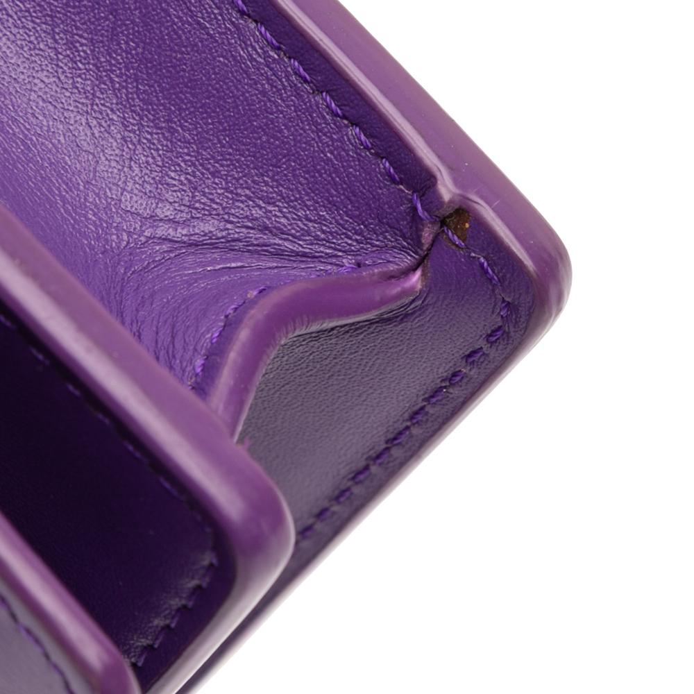 Versace B Versace Purple Dark Purple Calf Leather Greca Goddess Wallet on Chain Italy