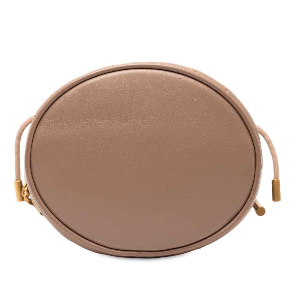 Gucci AB Gucci Brown Nude Calf Leather Small GG Marmont Matelasse Bucket Bag Italy